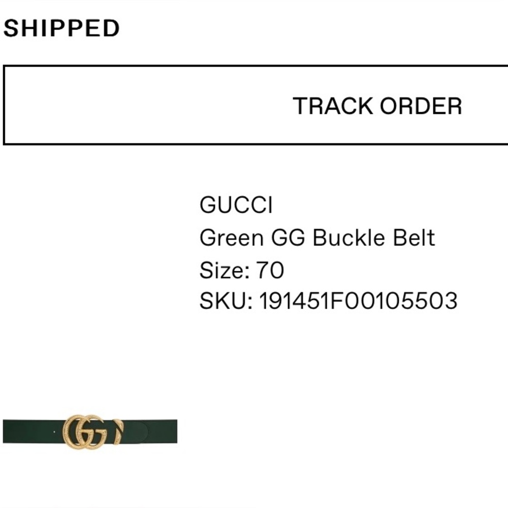 Gucci Women's GREEN Belt with Gold GG Buckle - Picture 6 of 6